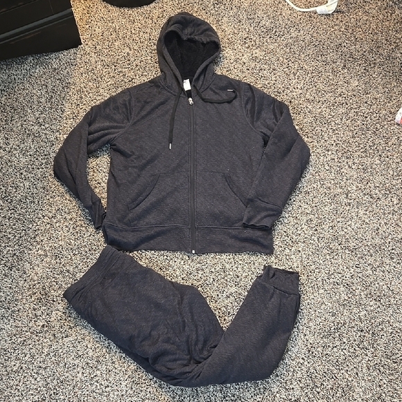 Charcoal Fleece Lined Zip-Up Hoodie and Joggers Set - Picture 1 of 8